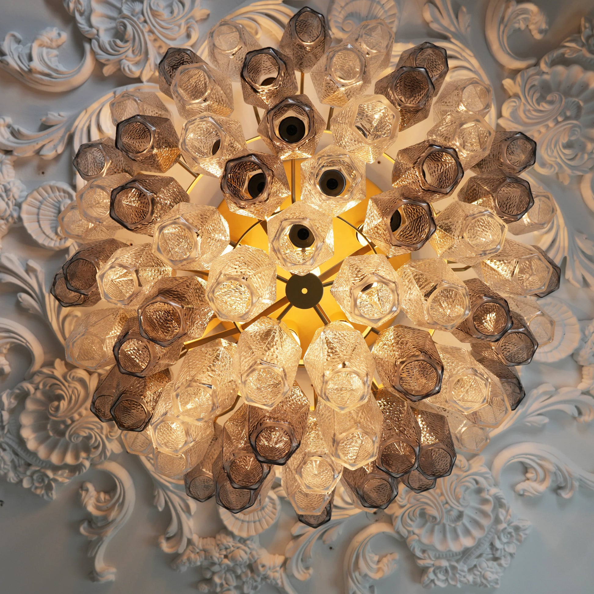 Murano Poliedri Transparent Smoked Ceiling Light - Nuvé