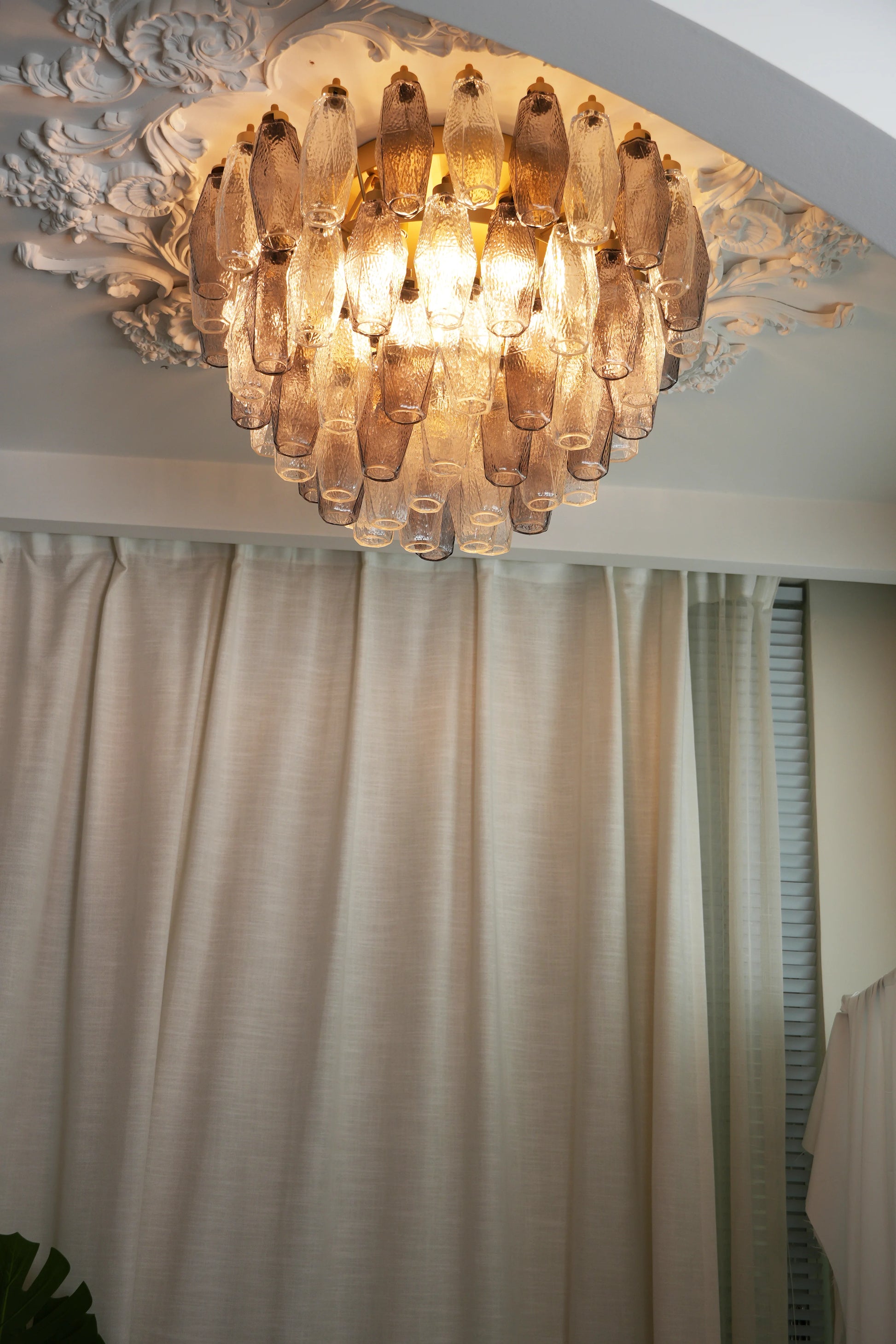 Murano Poliedri Transparent Smoked Ceiling Light - Nuvé