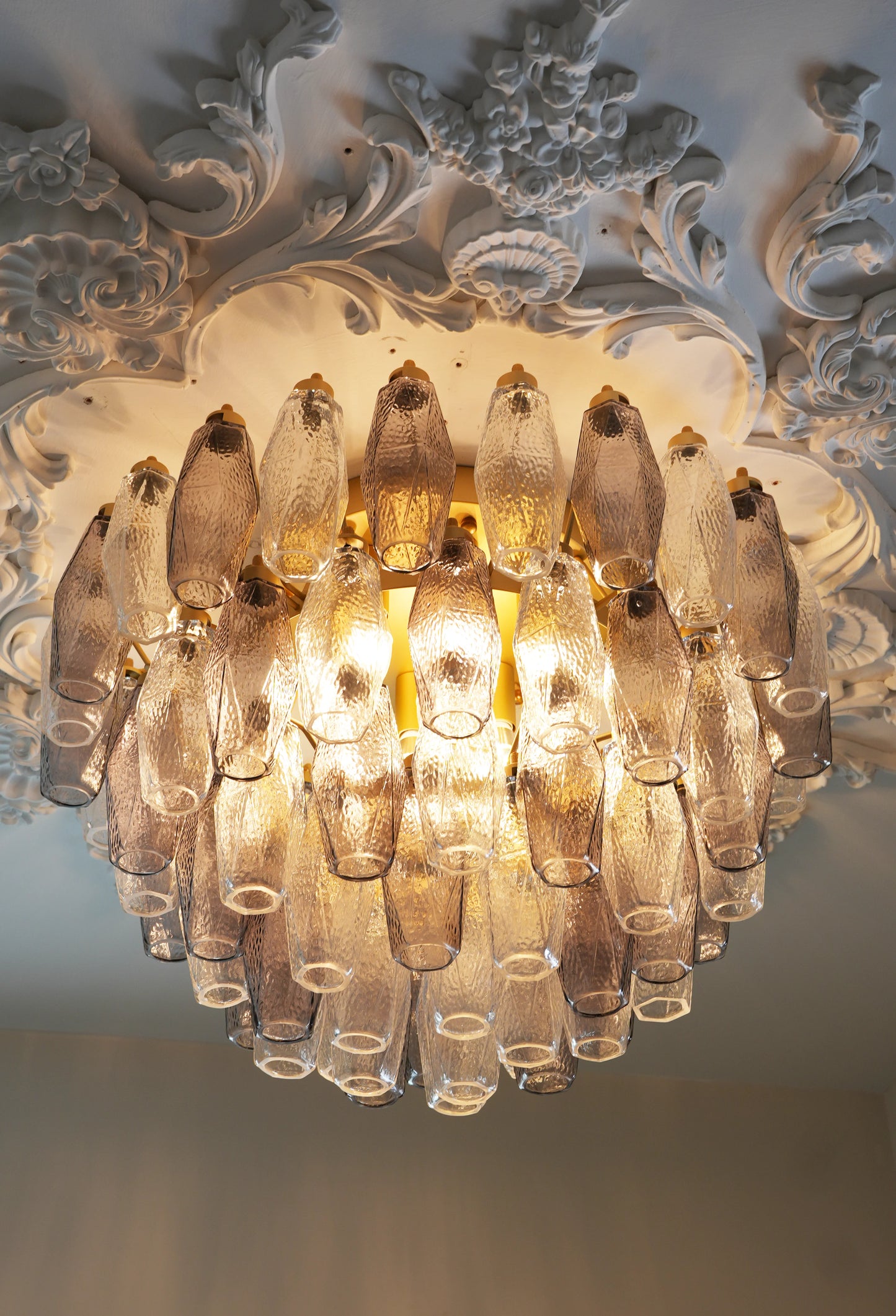 Murano Poliedri Transparent Smoked Ceiling Light - Nuvé