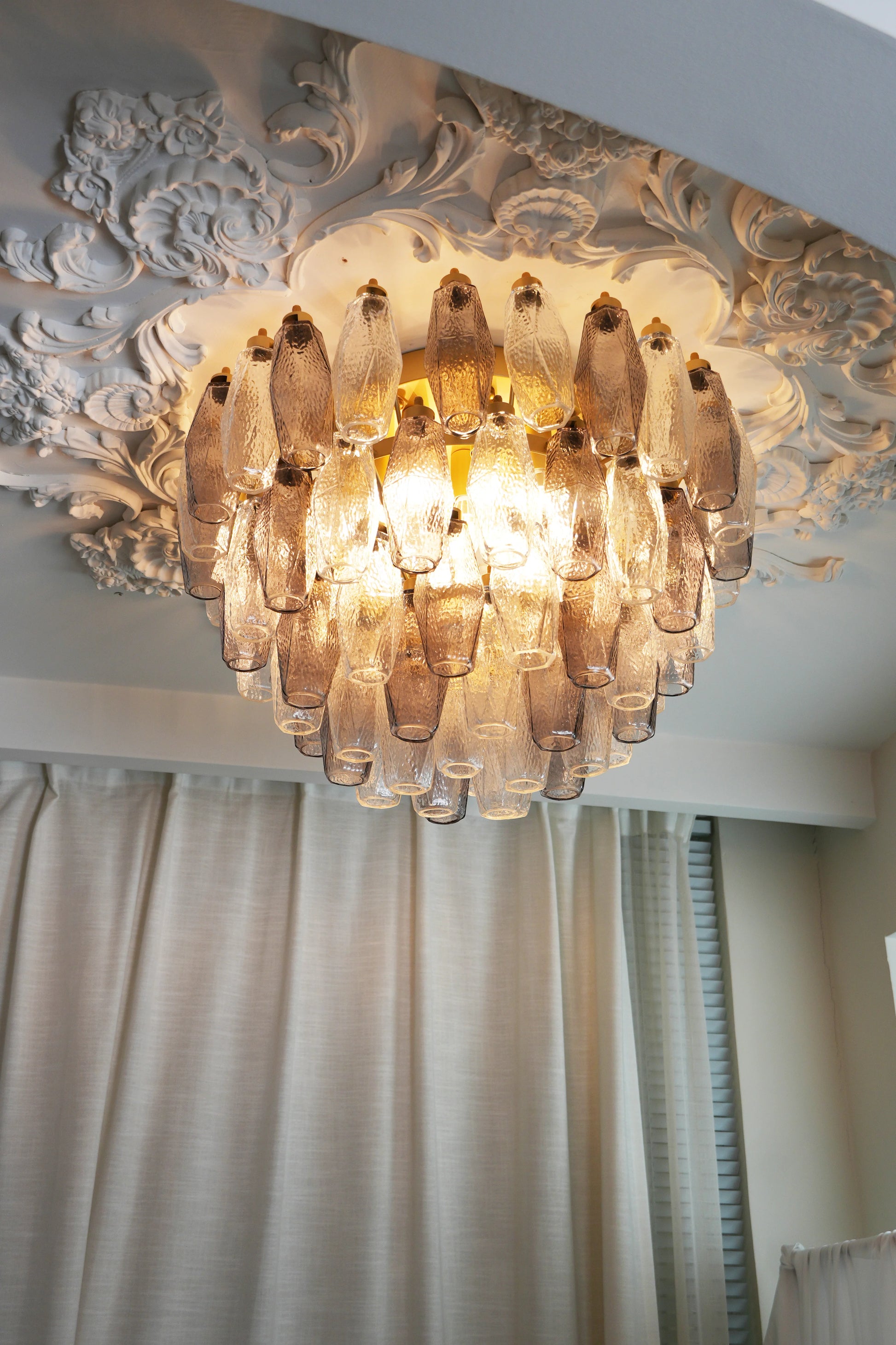 Murano Poliedri Transparent Smoked Ceiling Light - Nuvé