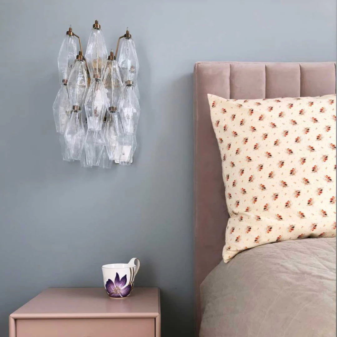 Murano Poliedri Transparent Glass Wall Sconces - Nuvé