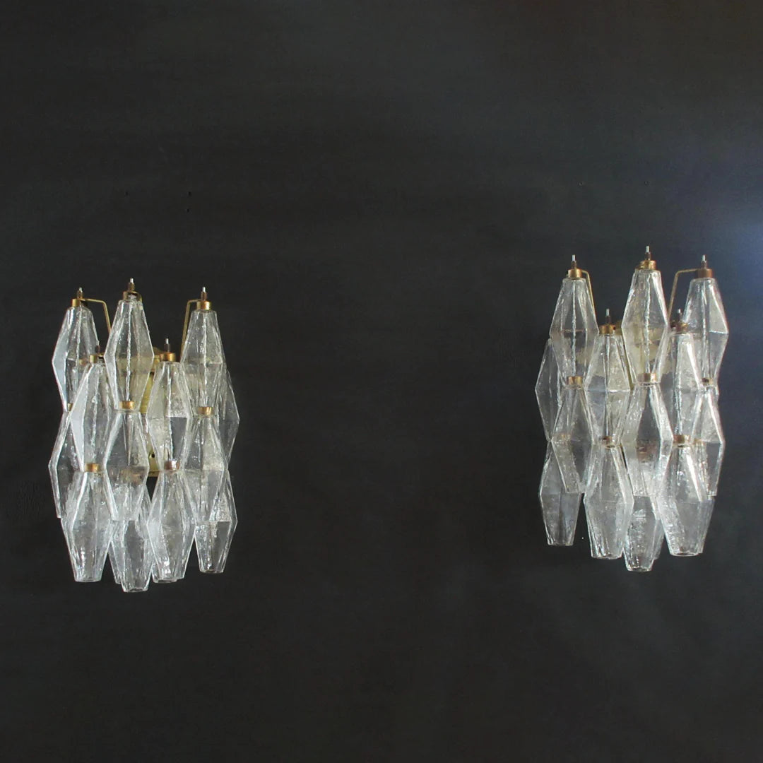 Murano Poliedri Transparent Glass Wall Sconces - Nuvé