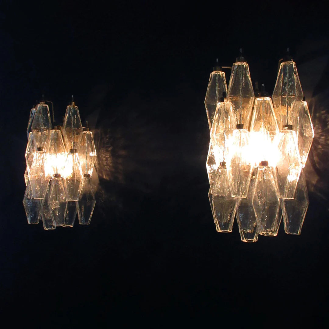 Murano Poliedri Transparent Glass Wall Sconces - Nuvé