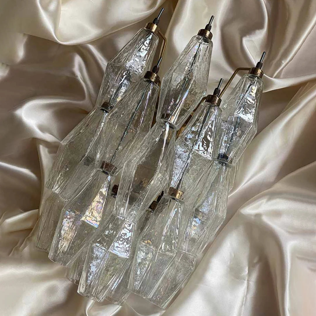 Murano Poliedri Transparent Glass Wall Sconces - Nuvé