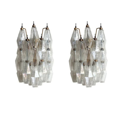 Murano Poliedri Transparent Glass Wall Sconces - Nuvé
