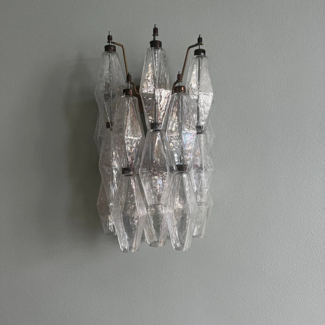 Murano Poliedri Transparent Glass Wall Sconces - Nuvé