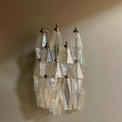 Murano Poliedri Transparent Glass Wall Sconces - Nuvé