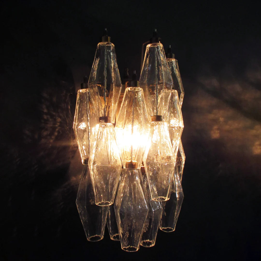 Murano Poliedri Transparent Glass Wall Sconces - Nuvé