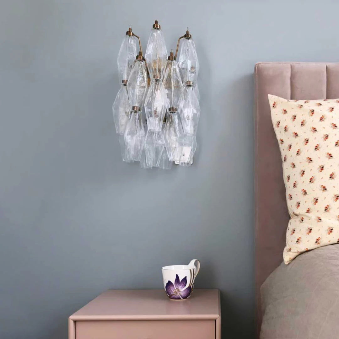 Murano Poliedri Transparent Glass Wall Sconces - Nuvé