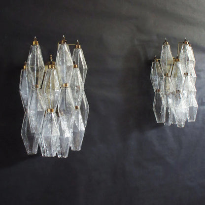 Murano Poliedri Transparent Glass Wall Sconces - Nuvé