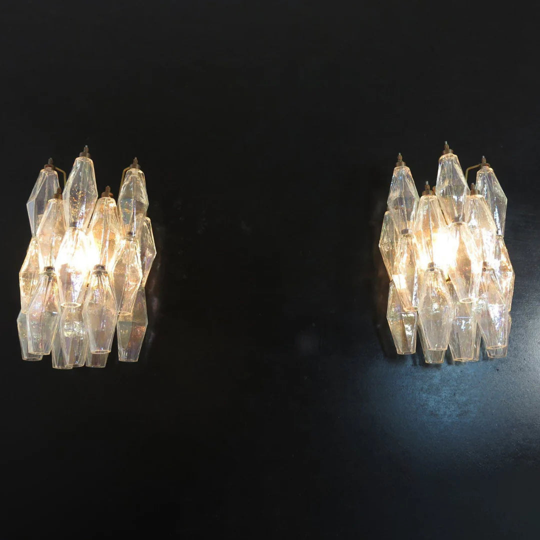 Murano Poliedri Transparent Glass Wall Sconces - Nuvé