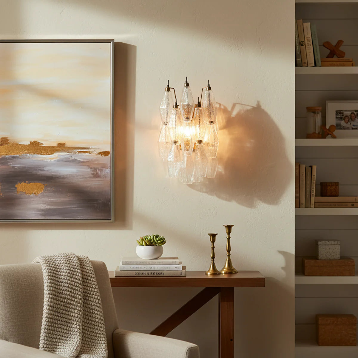 Murano Poliedri Transparent Glass Wall Sconces - Nuvé