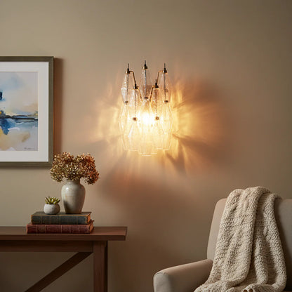 Murano Poliedri Transparent Glass Wall Sconces - Nuvé