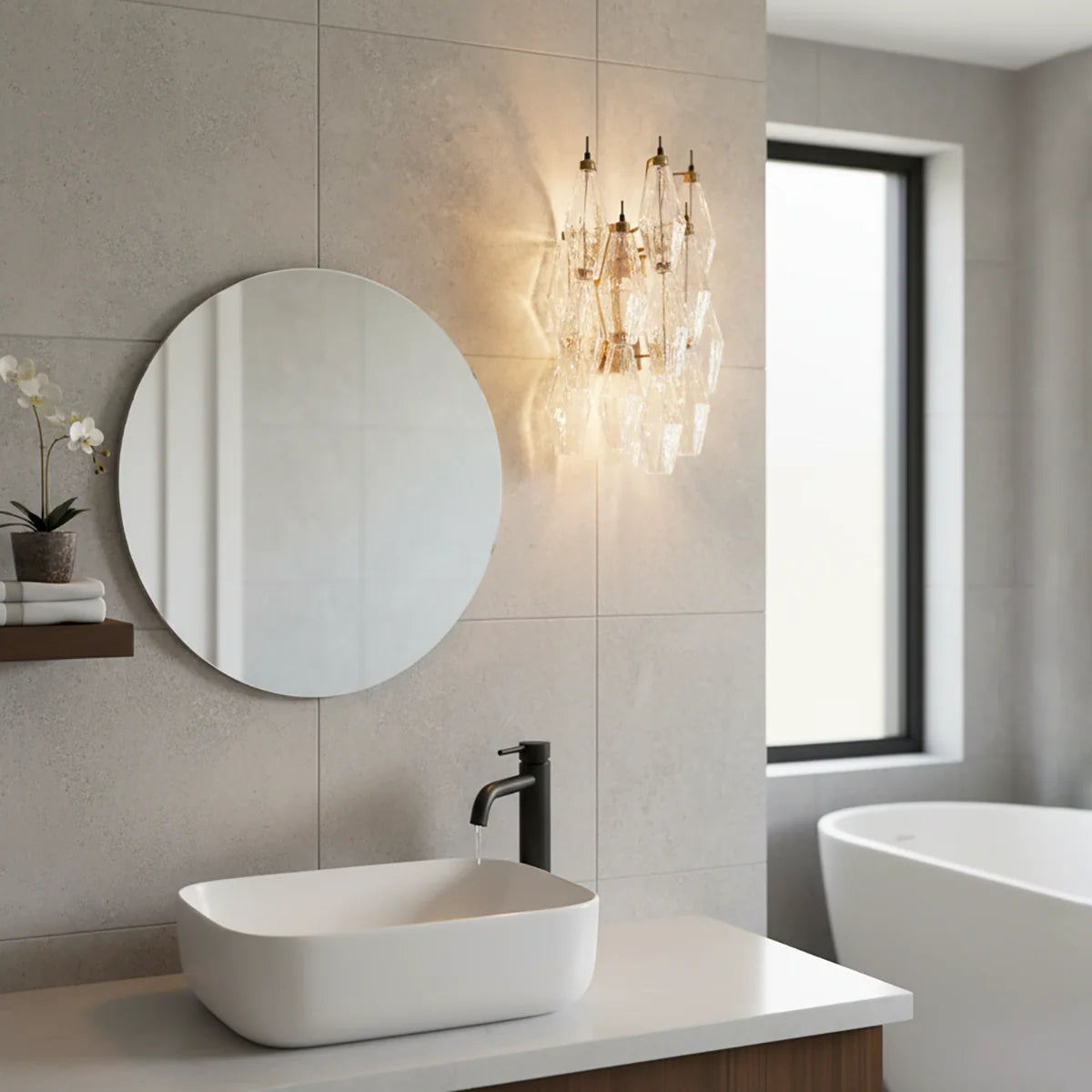 Murano Poliedri Transparent Glass Wall Sconces - Nuvé