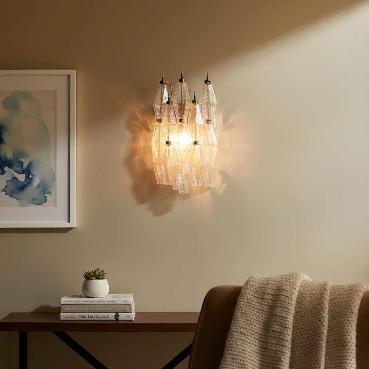 Murano Poliedri Transparent Glass Wall Sconces - Nuvé