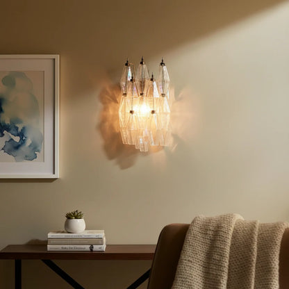Murano Poliedri Transparent Glass Wall Sconces - Nuvé