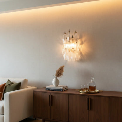 Murano Poliedri Transparent Glass Wall Sconces - Nuvé