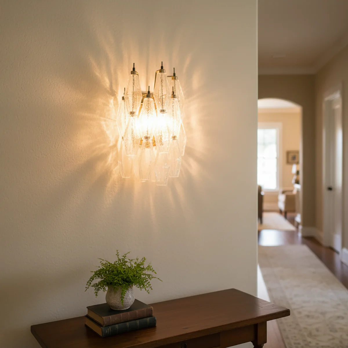 Murano Poliedri Transparent Glass Wall Sconces - Nuvé