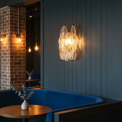 Murano Poliedri Transparent Glass Wall Sconces - Nuvé