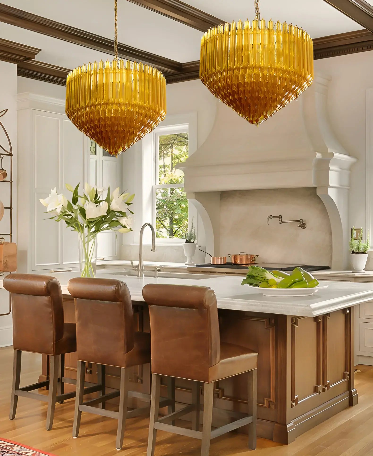 Murano Prisms Amber Chandelier - Nuvé