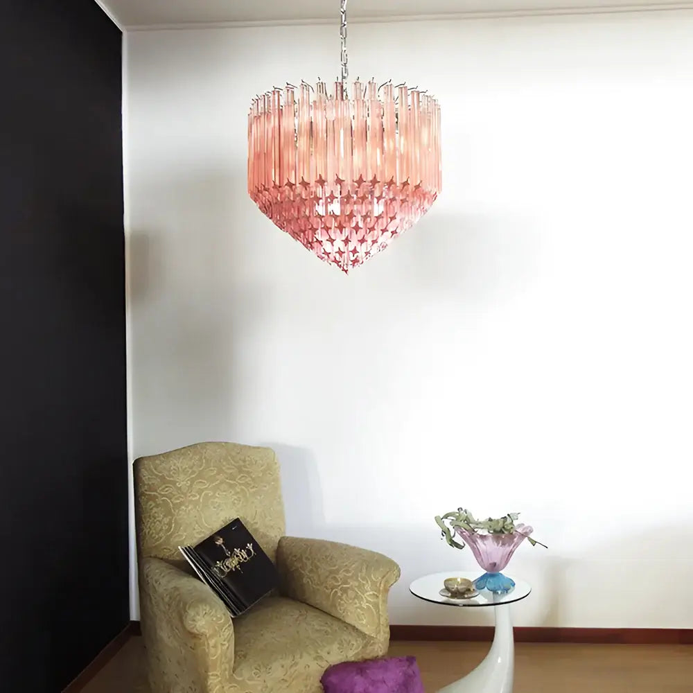 Murano Quadriedri Prisms Pink Chandelier - Nuvé