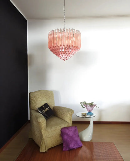 Murano Quadriedri Prisms Pink Chandelier - Nuvé