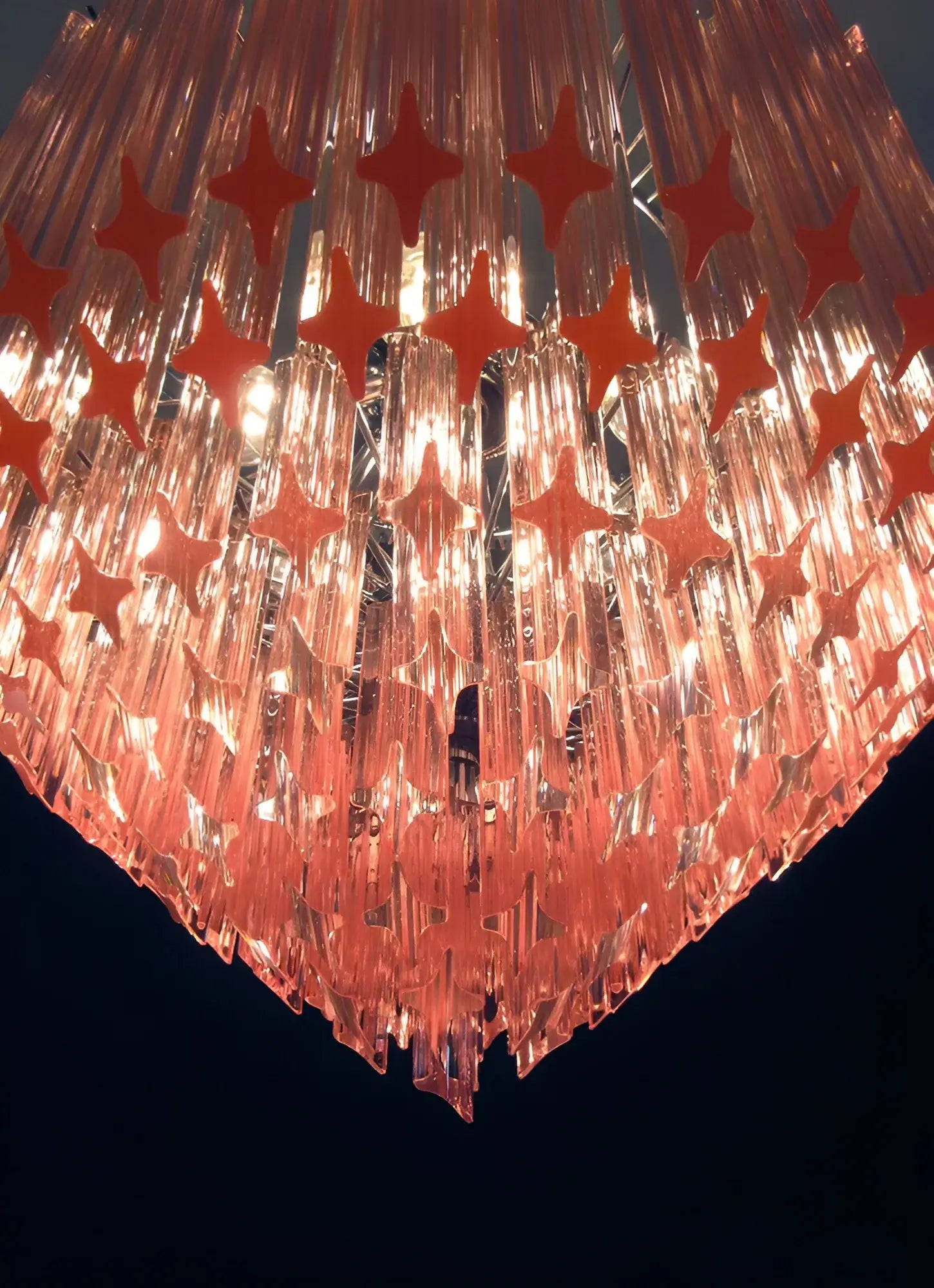 Murano Quadriedri Prisms Pink Chandelier - Nuvé