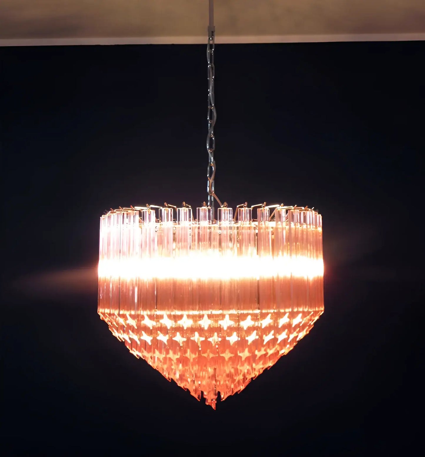 Murano Quadriedri Prisms Pink Chandelier - Nuvé