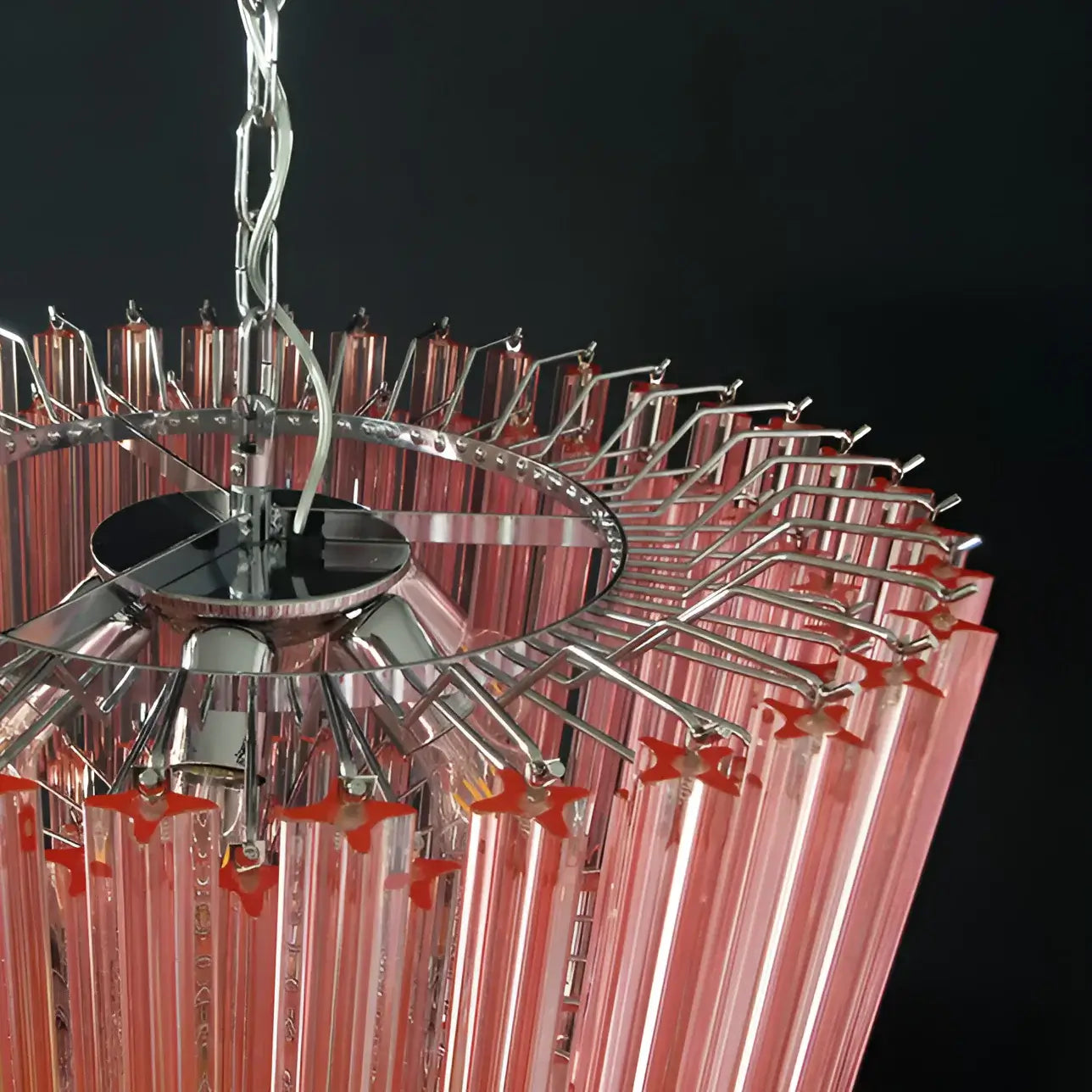 Murano Quadriedri Prisms Pink Chandelier - Nuvé