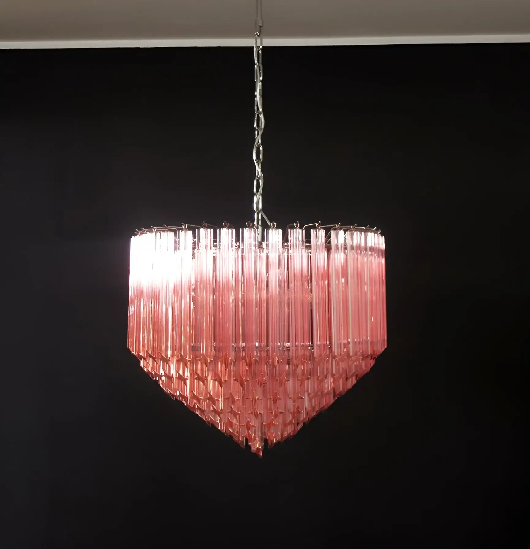Murano Quadriedri Prisms Pink Chandelier - Nuvé
