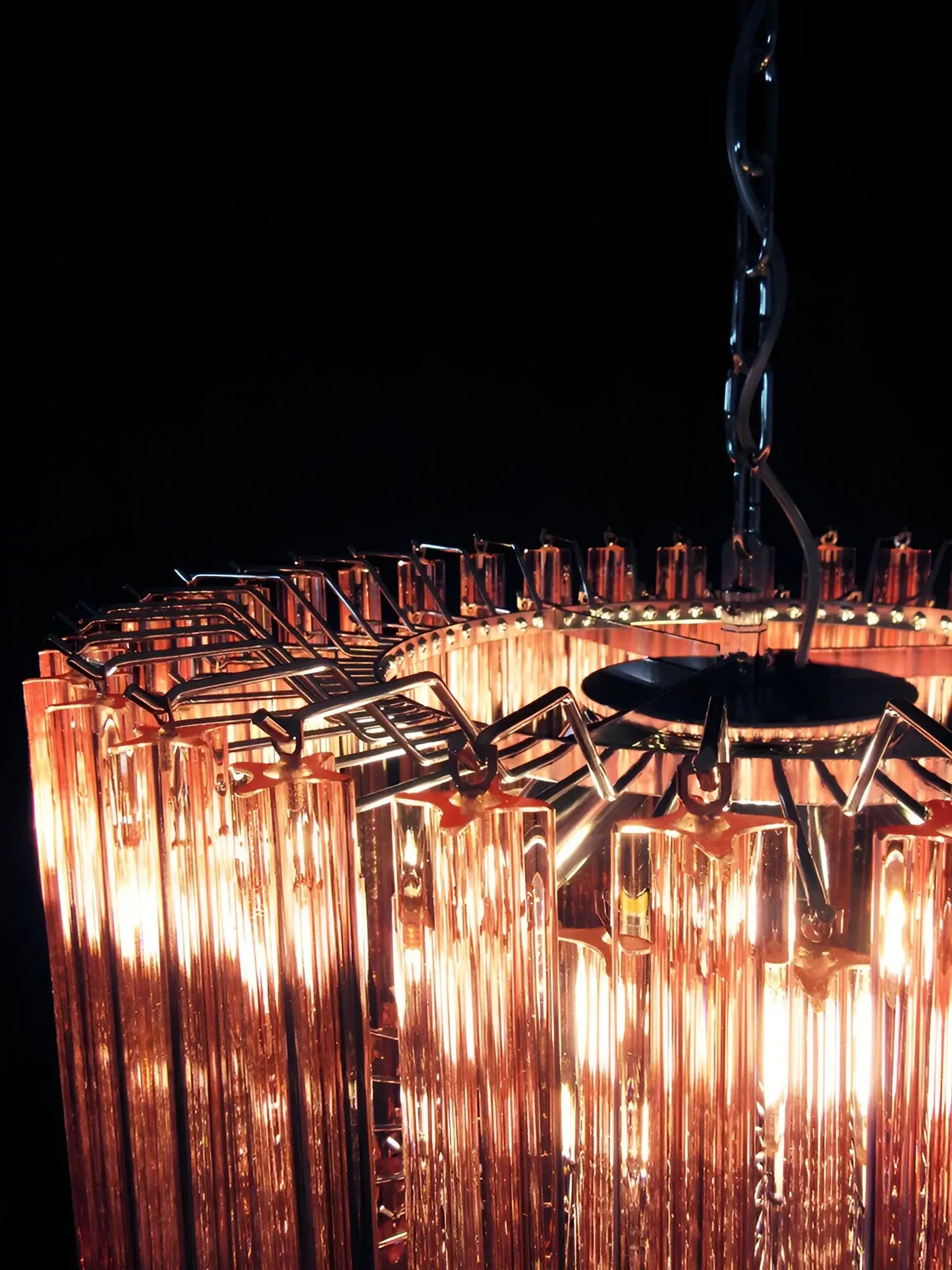 Murano Quadriedri Prisms Pink Chandelier - Nuvé