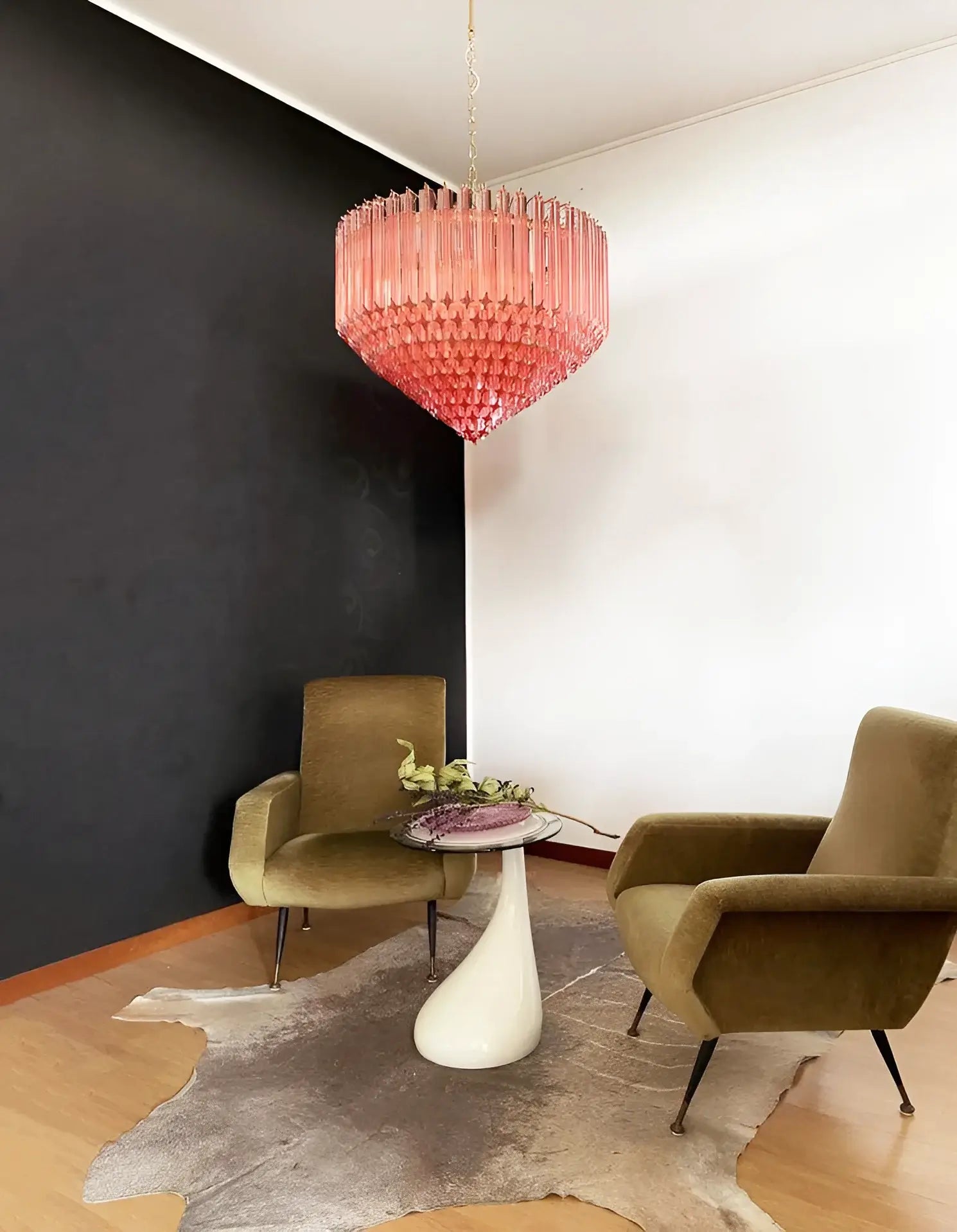 Murano Quadriedri Prisms Pink Chandelier - Nuvé