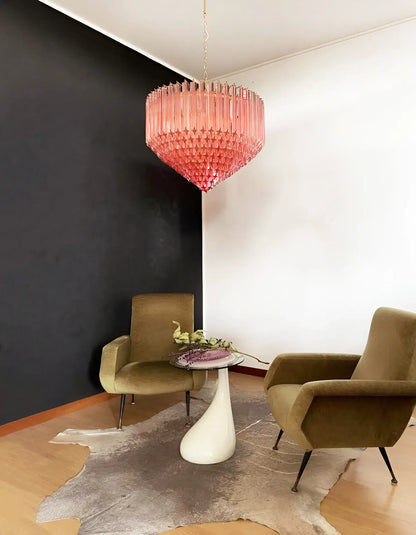 Murano Quadriedri Prisms Pink Chandelier - Nuvé