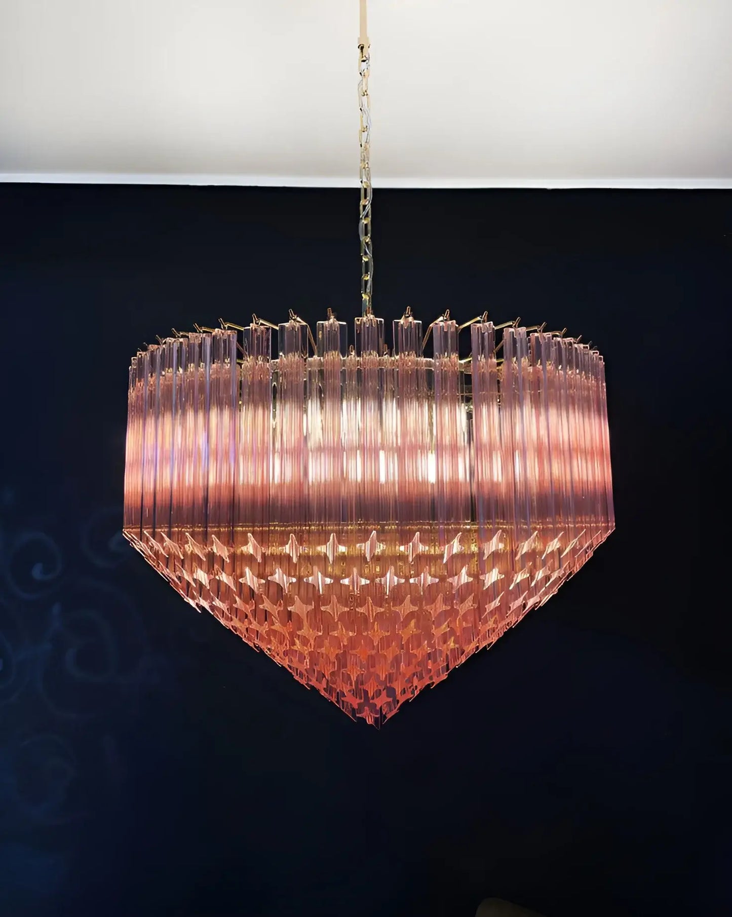 Murano Quadriedri Prisms Pink Chandelier - Nuvé