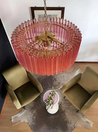 Murano Quadriedri Prisms Pink Chandelier - Nuvé