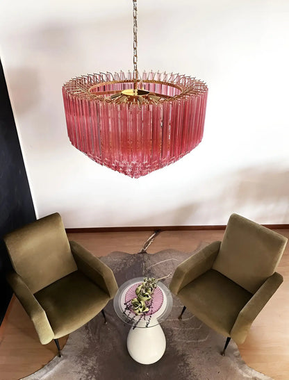 Murano Quadriedri Prisms Pink Chandelier - Nuvé