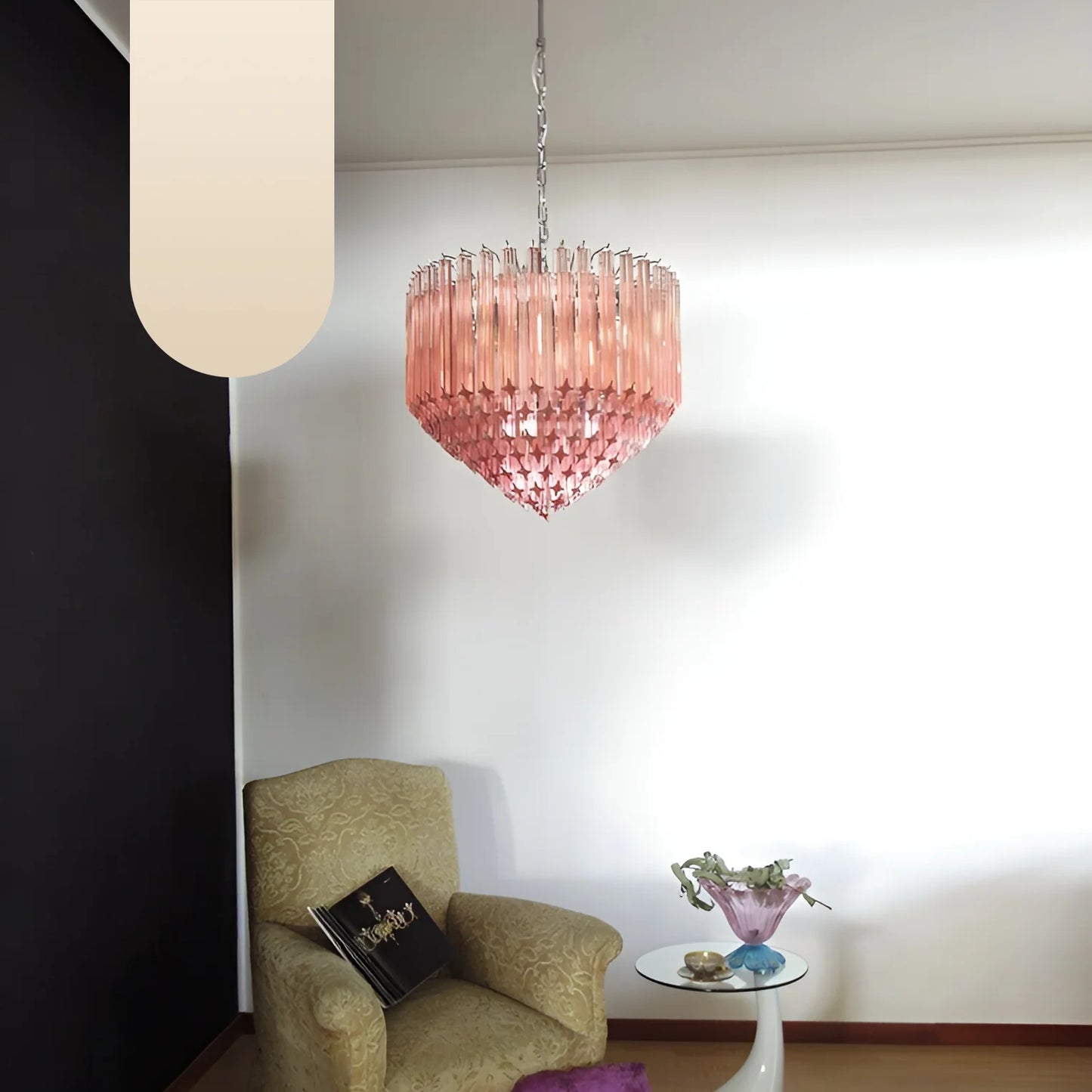 Murano Quadriedri Prisms Pink Chandelier - Nuvé
