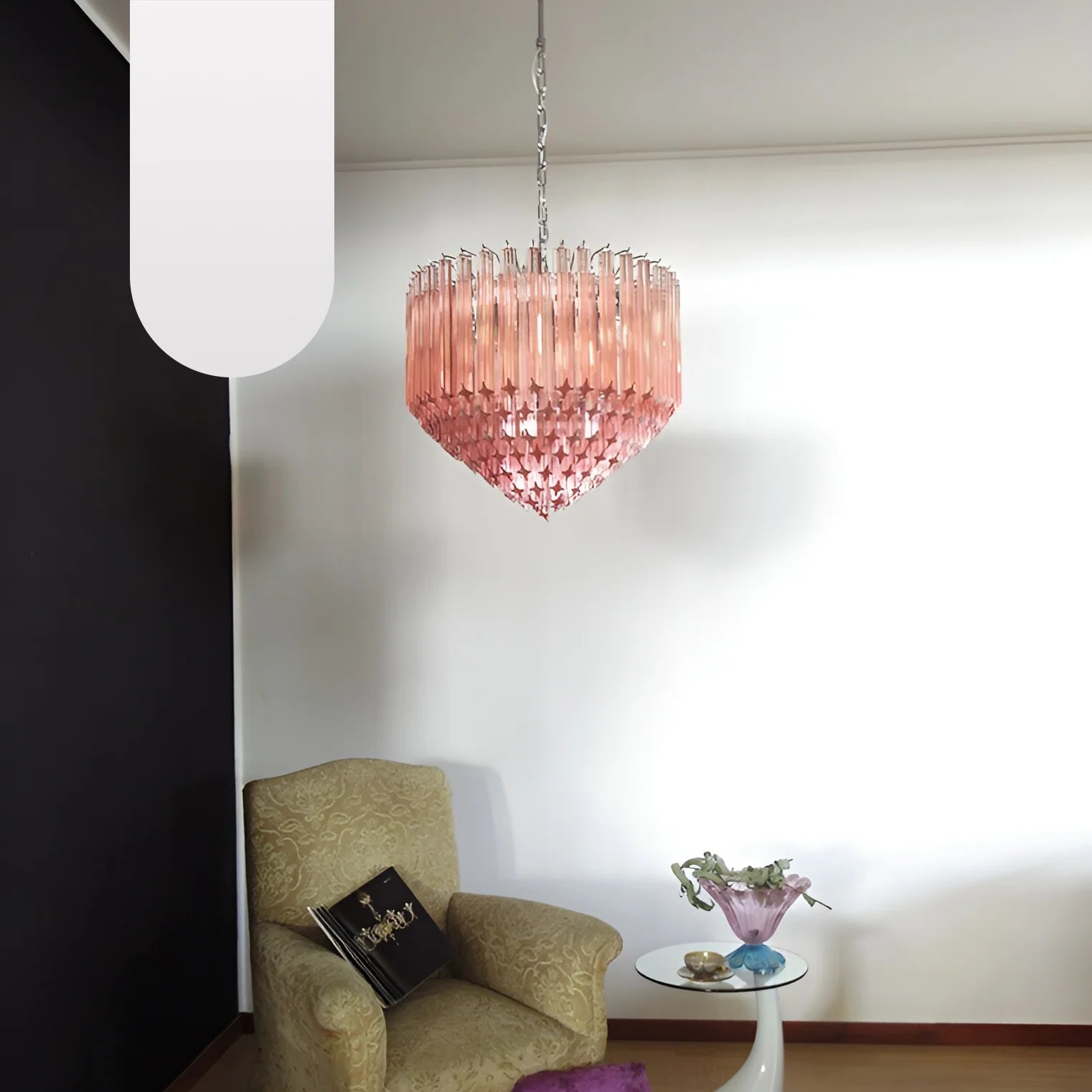 Murano Quadriedri Prisms Pink Chandelier - Nuvé