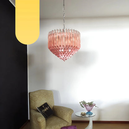 Murano Quadriedri Prisms Pink Chandelier - Nuvé