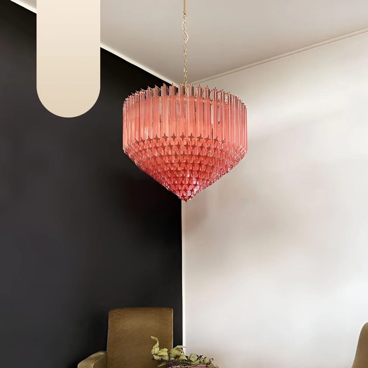 Murano Quadriedri Prisms Pink Chandelier - Nuvé