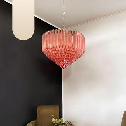 Murano Quadriedri Prisms Pink Chandelier - Nuvé