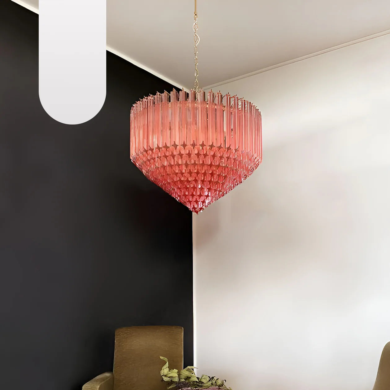 Murano Quadriedri Prisms Pink Chandelier - Nuvé