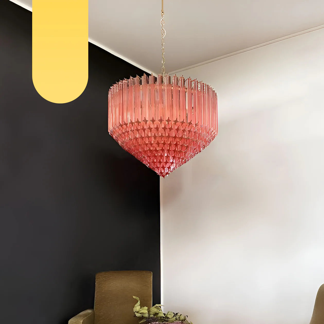 Murano Quadriedri Prisms Pink Chandelier - Nuvé