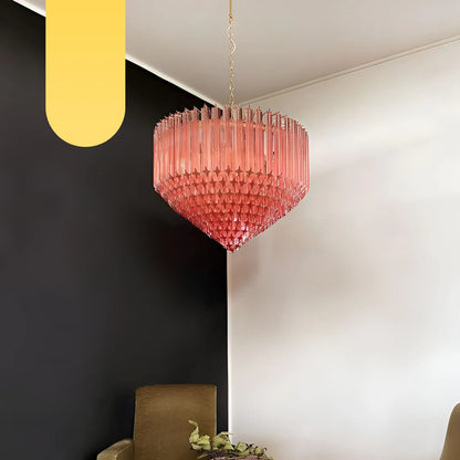 Murano Quadriedri Prisms Pink Chandelier - Nuvé