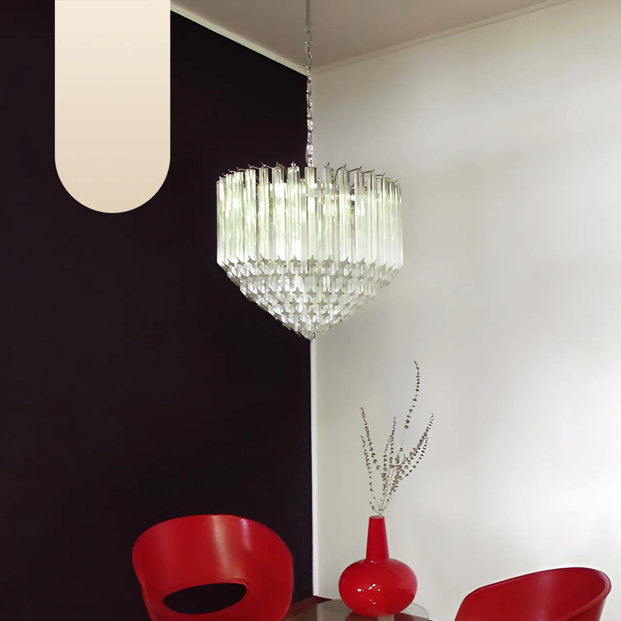 Murano Quadriedri Prisms Transparent Chandelier - Nuvé
