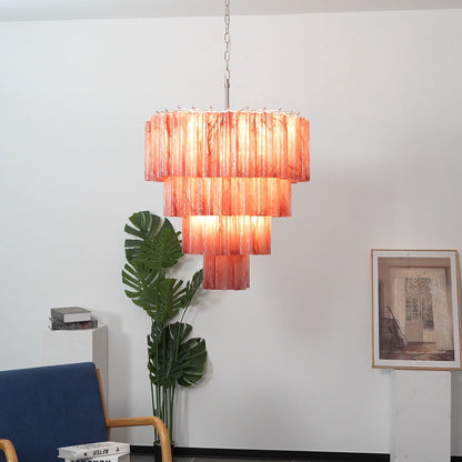 Murano Red Glass Tubes Chandelier - Nuvé