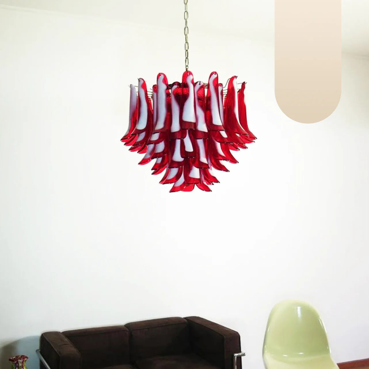 Vintage Red Glass Murano Petals Chandelier - Nuvé