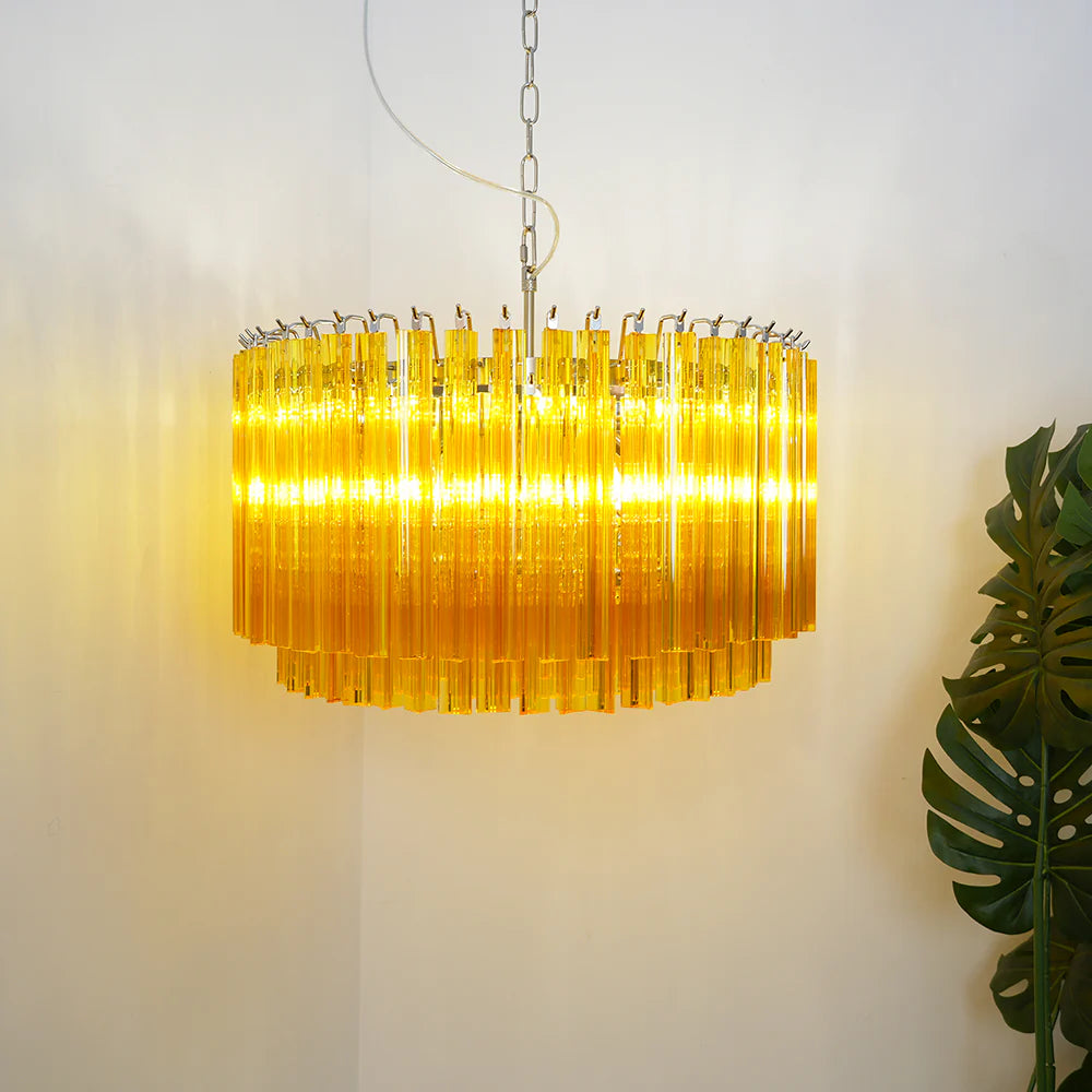 Murano Round Prisms Amber Chandelier - Nuvé