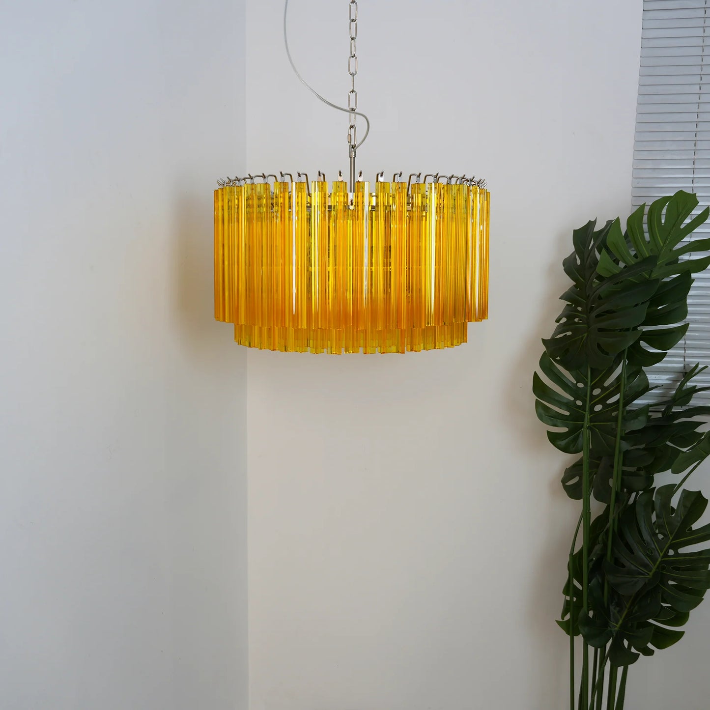 Murano Round Prisms Amber Chandelier - Nuvé