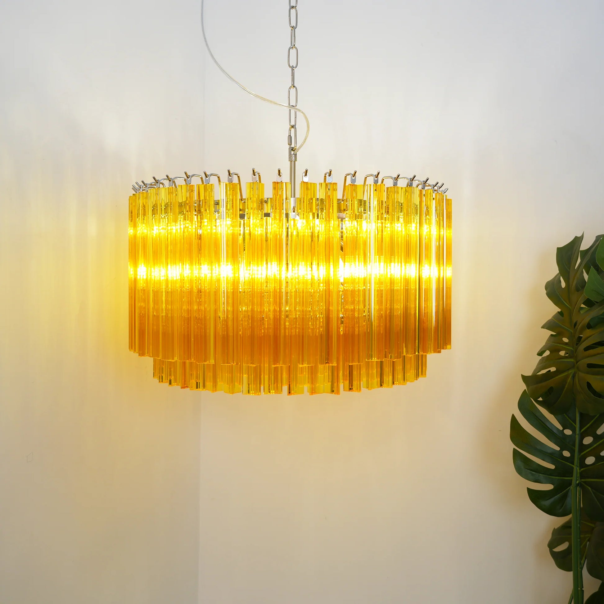 Murano Round Prisms Amber Chandelier - Nuvé